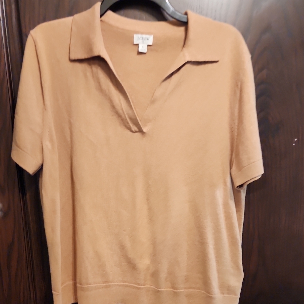 J. Crew Tan V-Neck Sweater Lightweight Knit